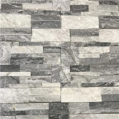 インターロッキングストーンウォールクラッディング 白と灰色の珪岩 JRFS-050